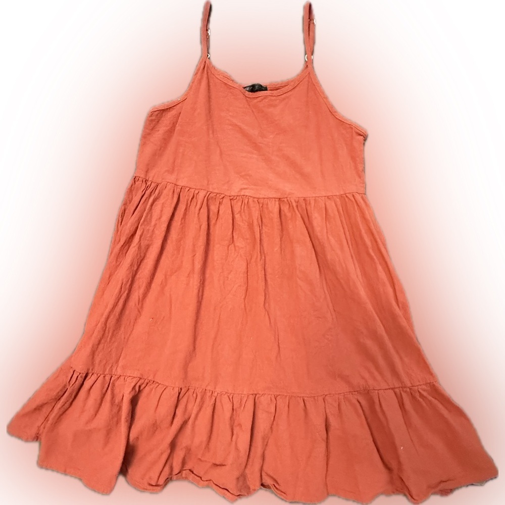 Coral Sleeveless Tiered Dress